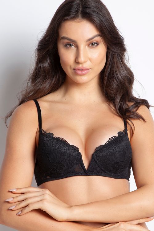 Sutiã Push Up Decote V - Butterfly - 158.28 - Preto